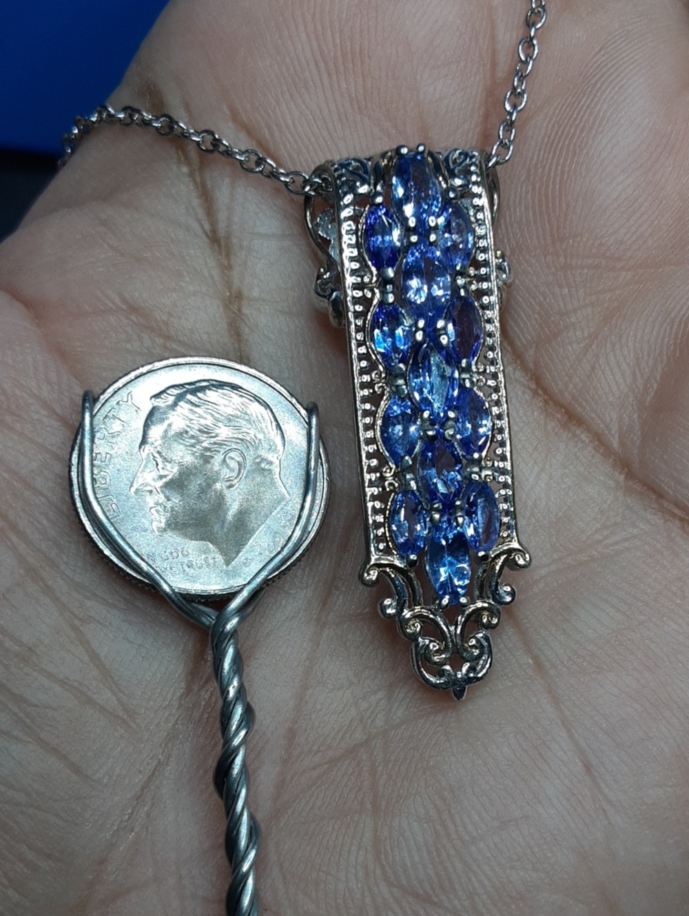 925 Tanzanite Pendant With Chain. - Picture 5 of 5